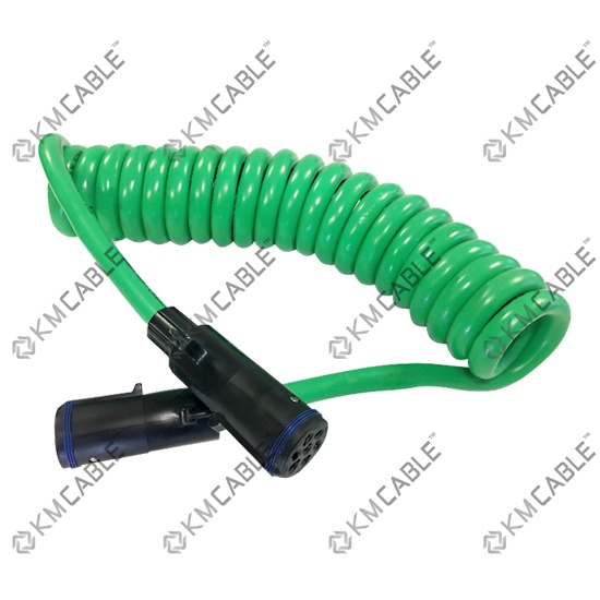 7 pin 12-24 V spiral cable without plugs - 4m, Truck and Trailer