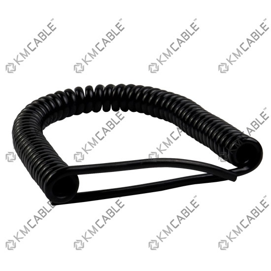2 CORE 1sqmm COILED BLACK PUR POWER / DATA CABLE COIL LENGTH # 10" 250mm 