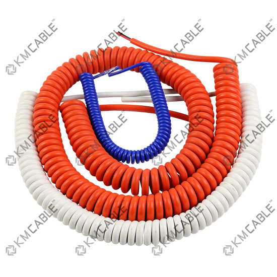29.5" * 2 CORE 1.5sqmm ORANGE COILED PUR CABLE 750mm COIL LENGTH * 