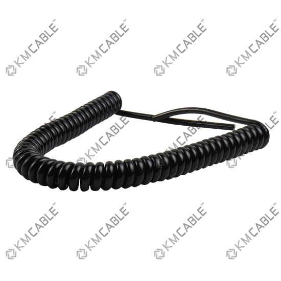 * 2 CORE 1sqmm COILED BLACK PUR CABLE 500mm COIL LENGTH * 20" 