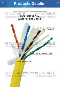 ROV tether buoyancy Underwater cable, Waterproofing Multicore floating electrical power Cables