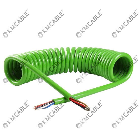 COILED SEVEN core elastomeric  trailer lighting cable 