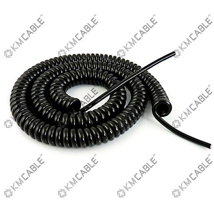 Câble spiralé avec 0,2 m non spiralé à chaque extrémité • 4G0,75 mm²