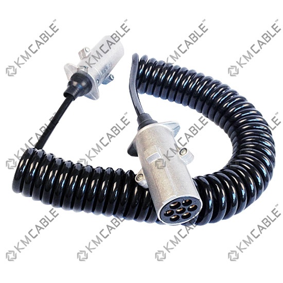 7 pin 12-24 V spiral cable without plugs - 4m, Truck and Trailer