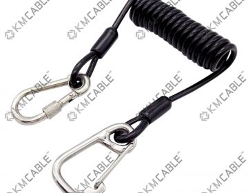 Multipurpose Heavy Duty Steel Wire Coil Lanyard with 2 Clips for Camera Tool 