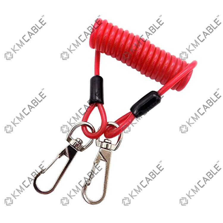 Steel Braided Lanyard Coil Cord Leash 40LB Retractable Tool Camera Boat Safety