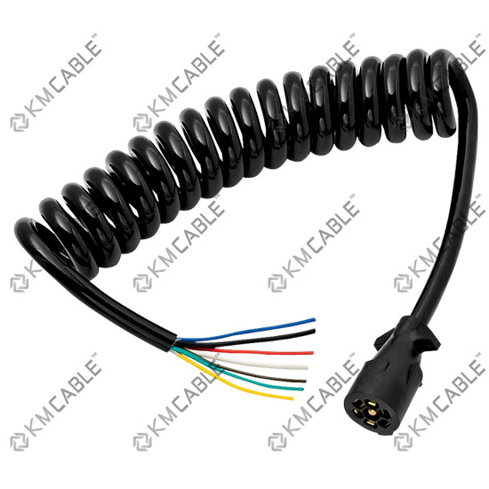 7Pin Spring Wire, 7 Way Trailer Plug Spring Cable, Socket Adapter For  Commercial Vehicles Trailers 